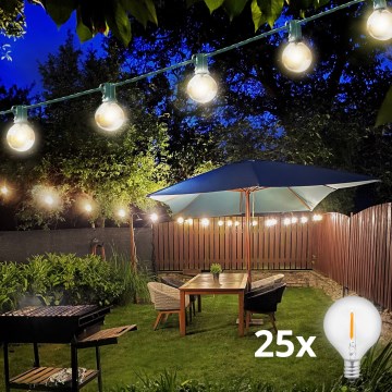 Brilagi - Вулична декоративна LED гірлянда ГІРЛЯНДА 25xE12 20м зелений IP44 теплий білий