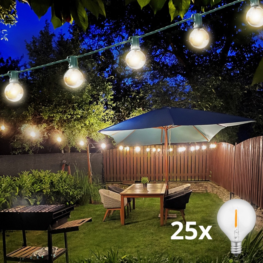 Brilagi - Вулична декоративна LED гірлянда ГІРЛЯНДА 25xE12 20м зелений IP44 теплий білий