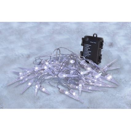 Brilagi - Вулична різдвяна LED гірлянда 50xLED/8 функцій/3xAA 8м IP44 холодний білий
