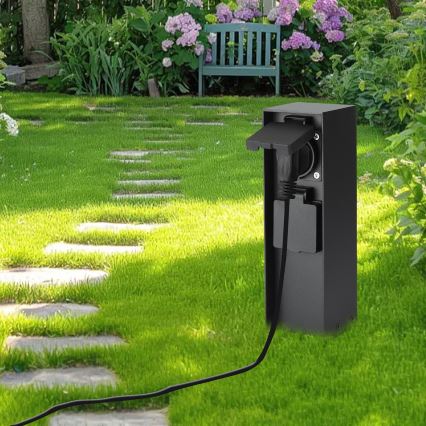 Brilagi - Вулична розеткова колона PILLAR 2Z SCHUKO 230V IP44 чорний