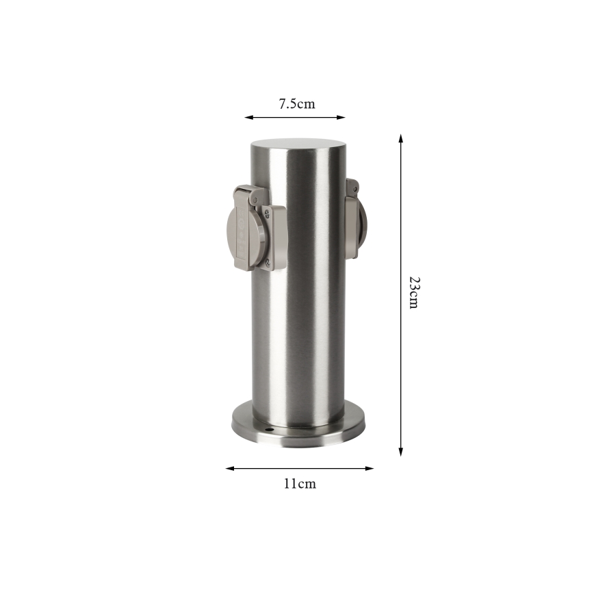 Brilagi - Вулична розеткова колона PILLAR 2Z SCHUKO 230V IP44 матовий хром