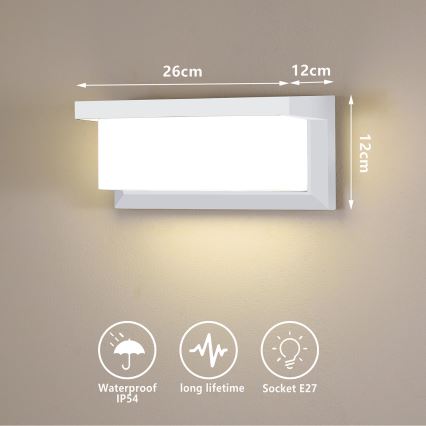 Brilagi - Вуличний настінний світильник BRICKY 1xE27/60W/230V білий IP54