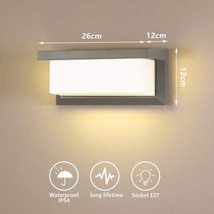 Brilagi - Вуличний настінний світильник BRICKY 1xE27/60W/230V сірий IP54