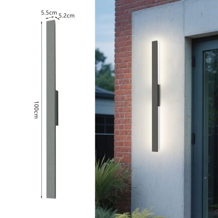 Brilagi - зовнішній настінний LED-світильник LUNA LED, 24 Вт, 230 В, 4000 К, IP65, 100 см, антрацит