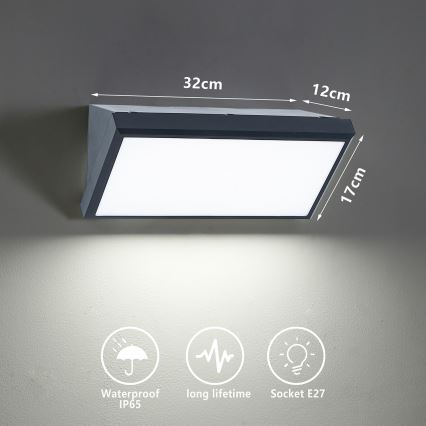 Brilagi - Вуличний настінний світильник TRIANGLE 1xE27/60W/230V антрацит IP65