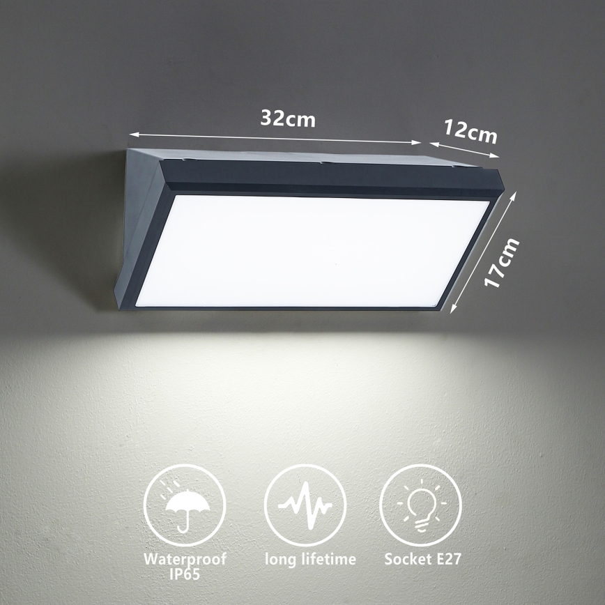 Brilagi - Вуличний настінний світильник TRIANGLE 1xE27/60W/230V антрацит IP65