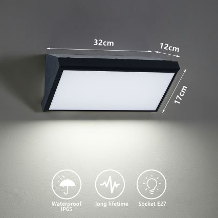 Brilagi - Вуличний настінний світильник TRIANGLE 1xE27/60W/230V чорний IP65
