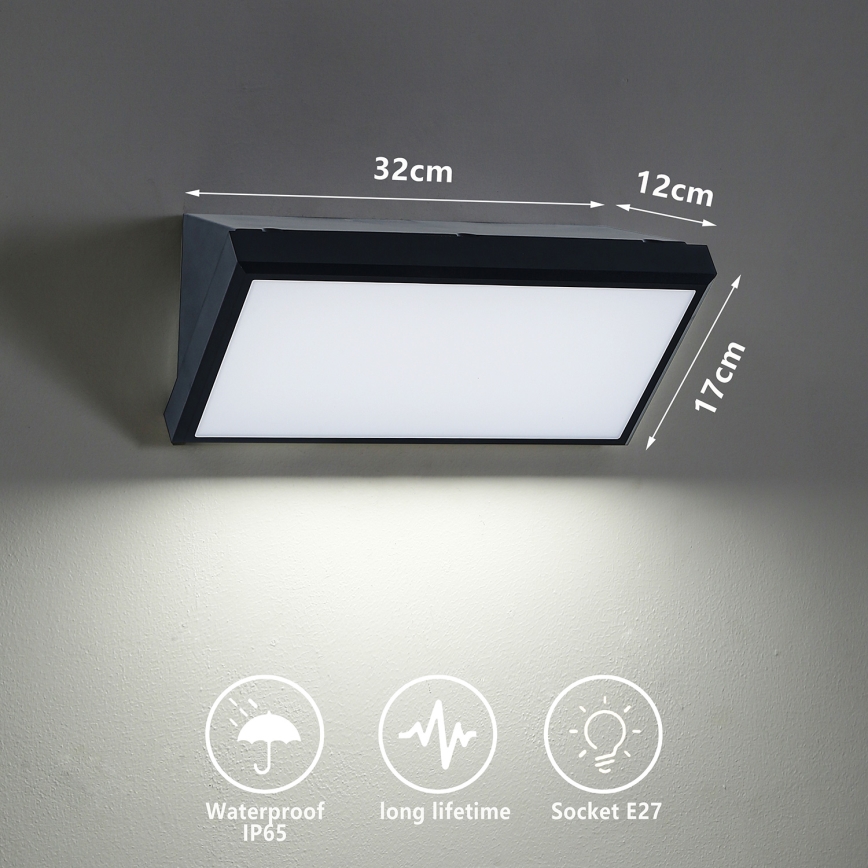 Brilagi - Вуличний настінний світильник TRIANGLE 1xE27/60W/230V чорний IP65