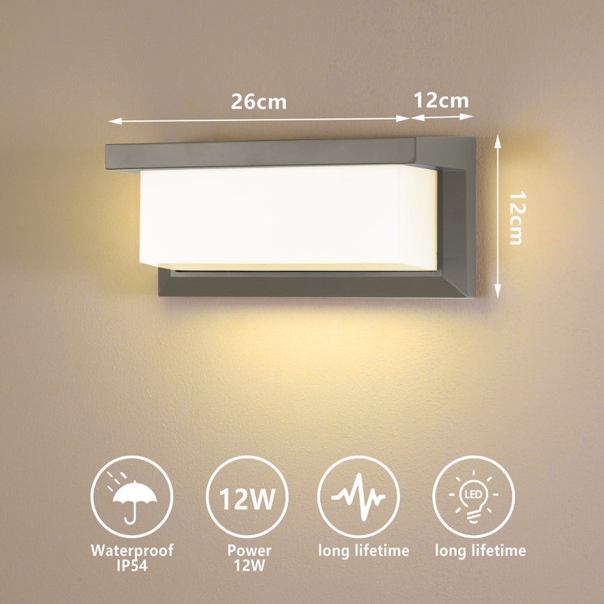 Brilagi - Вуличний світлодіодний настінний світильник BRICKY LED/12W/230V сірий IP54