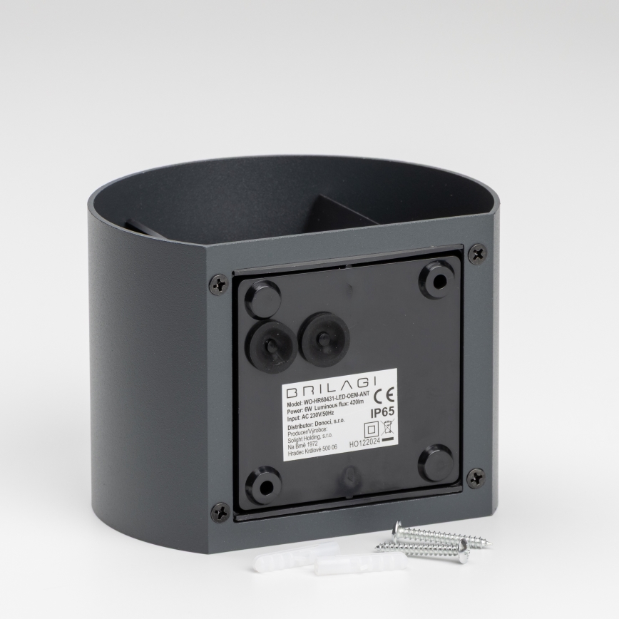 Brilagi - Вуличний світлодіодний настінний світильник RONDO LED/6W/230V антрацит IP54