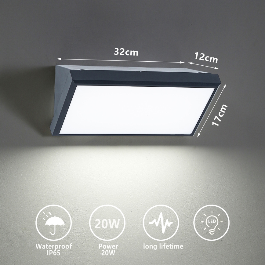 Brilagi - Вуличний світлодіодний настінний світильник TRIANGLE LED/20W/230V антрацит IP65