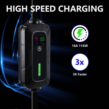 Brilagi - Дорожная зарядная станция для электромобилей FAST AC Тип 2 16A/380V 11kW + вилка 230V, 3,7kW 5 м + чехол