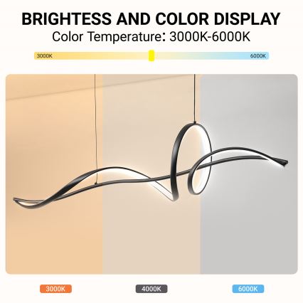 Brilagi - LED люстра з регулюванням яскравості на тросі SIGNATURE LED/55W/230V 3000-6000K 120x23 см чорна + дистанційне керування