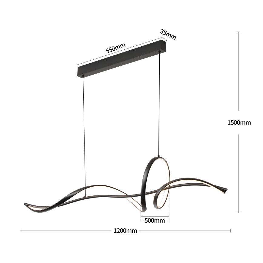 Brilagi - LED люстра з регулюванням яскравості на тросі SIGNATURE LED/55W/230V 3000-6000K 120x23 см чорна + дистанційне керування