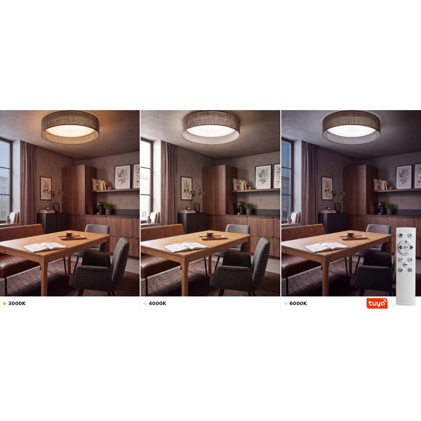 Brilagi - димований світлодіодний стельовий світильник VELVET SMARTIX LED/36W/230V 3000-6000K діаметр 55 см коричневий Wi-Fi Tuya Beacon + дистанційне керування