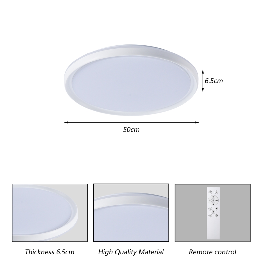 Brilagi - LED стельовий світильник з регулюванням яскравості RIVO LED/72W/230V 3000-6000K білий, діаметр 50 см + пульт дистанційного керування
