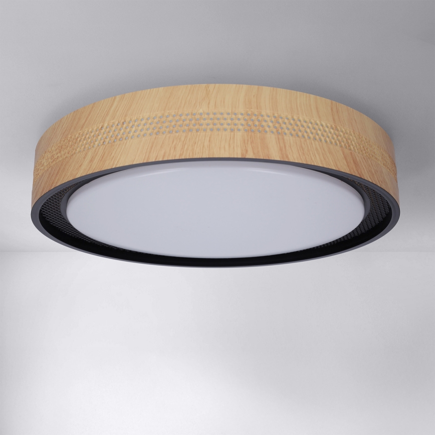 Brilagi - LED стельовий світильник з регулюванням яскравості COCI LED/48W/230V 3000-6500K діам. 39 см декор дерева/чорний + пульт дистанційного керування