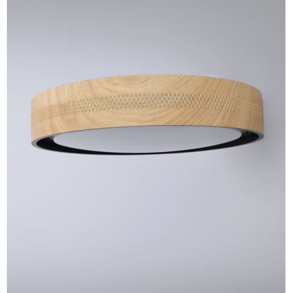 Brilagi - LED стельовий світильник з регулюванням яскравості COCI LED/48W/230V 3000-6500K діам. 39 см декор дерева/чорний + пульт дистанційного керування