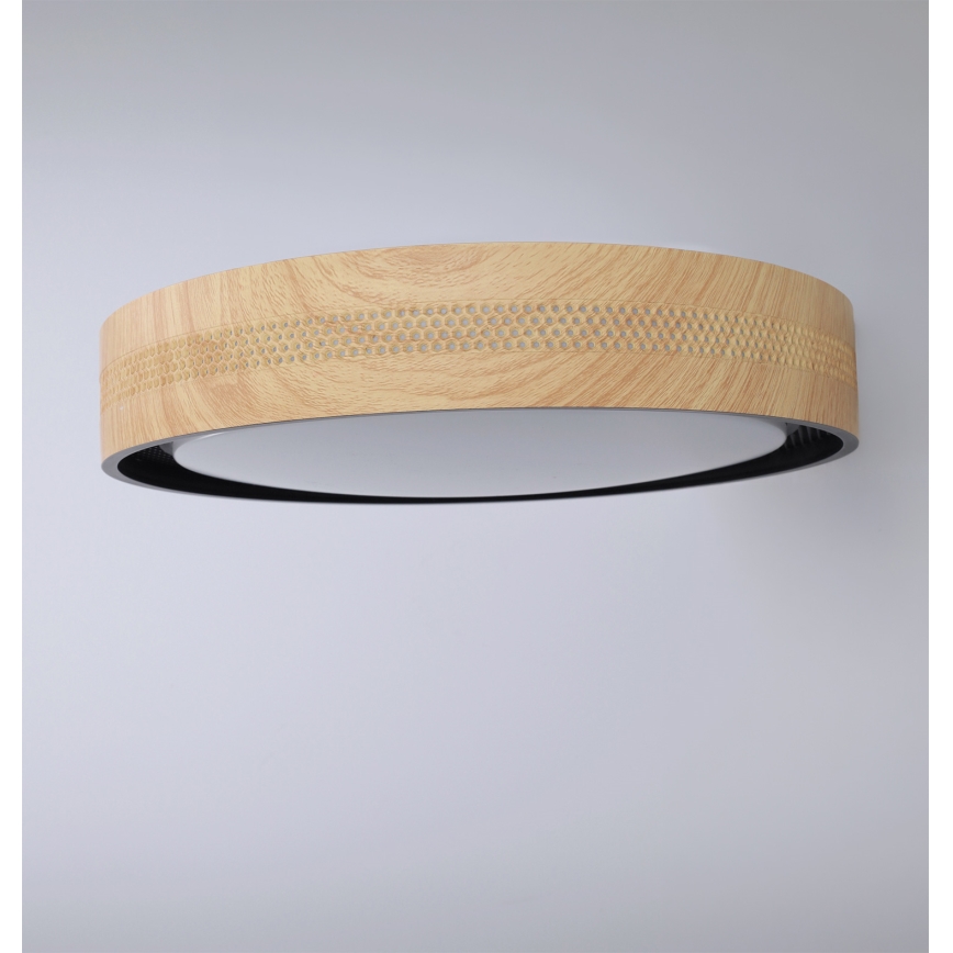 Brilagi - LED стельовий світильник з регулюванням яскравості COCI LED/48W/230V 3000-6500K діам. 39 см декор дерева/чорний + пульт дистанційного керування
