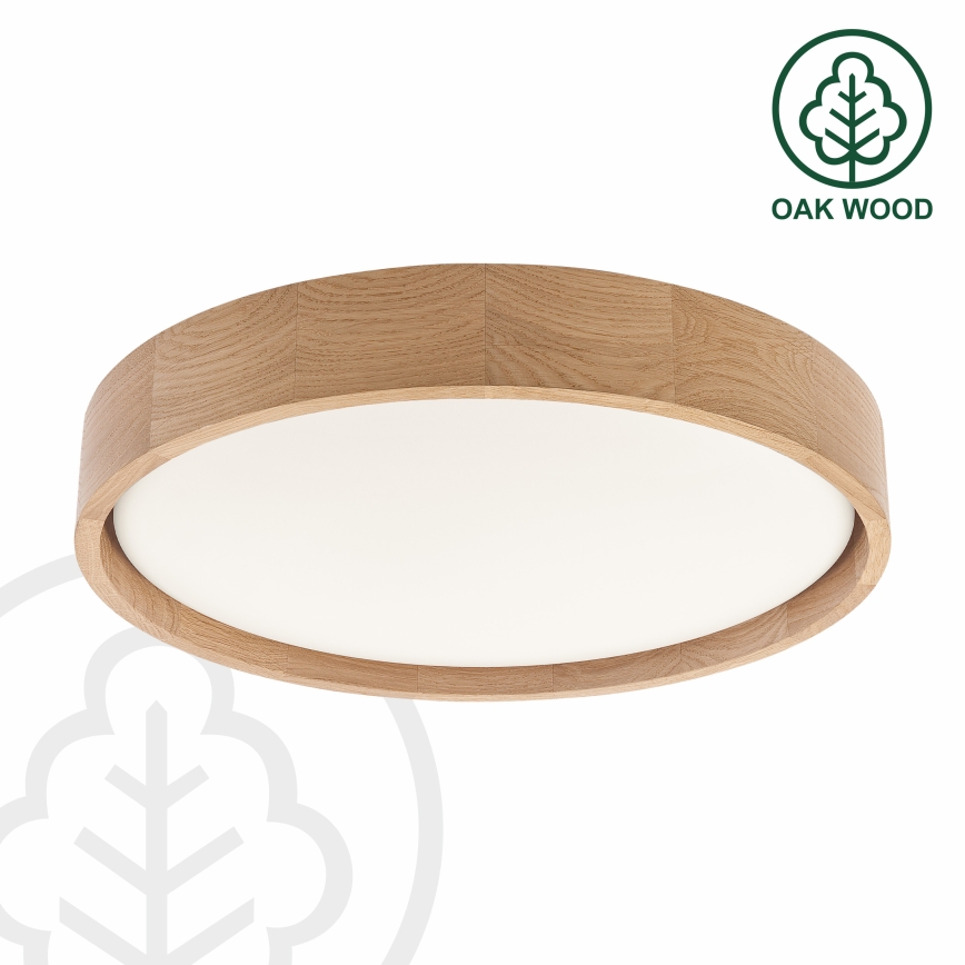 Brilagi - димований LED стельовий світильник MANAROLA SMART, 24 Вт / 230 В, 3000–6000 K, Wi‑Fi Tuya Beacon, діаметр 41 см, дуб + пульт дистанційного керування