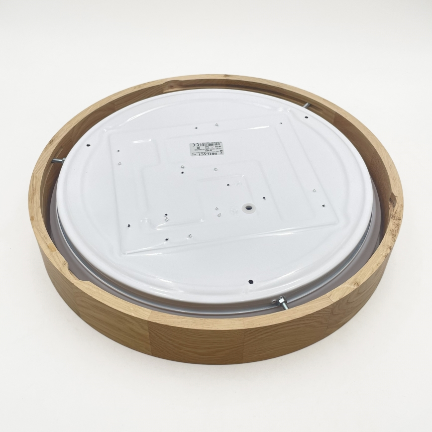 Brilagi - димований LED стельовий світильник MANAROLA SMART, 24 Вт / 230 В, 3000–6000 K, Wi‑Fi Tuya Beacon, діаметр 41 см, дуб + пульт дистанційного керування