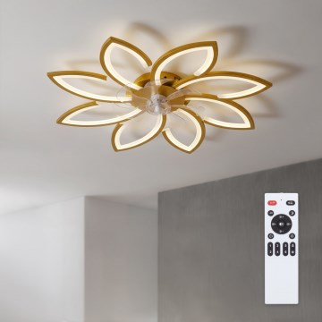 Brilagi - затемнюваний стельовий вентилятор LED, 43W/230V, 3000-6500K, діаметр 90 cm, золотий + дистанційне керування
