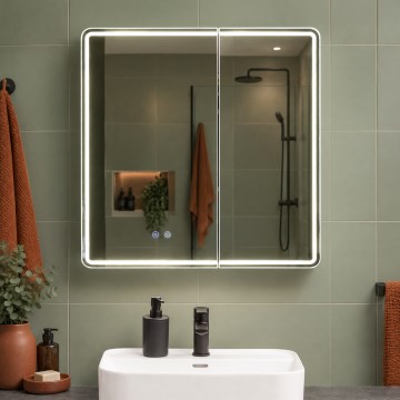 BRILAGI - Зеркальный шкафчик для ванной с LED-подсветкой NOTO DOUBLE 78x70 см