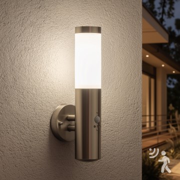 BRILAGI - Зовнішній настінний світильник ELIA із датчиком 1xE27/20W/230V IP44 матовий хром
