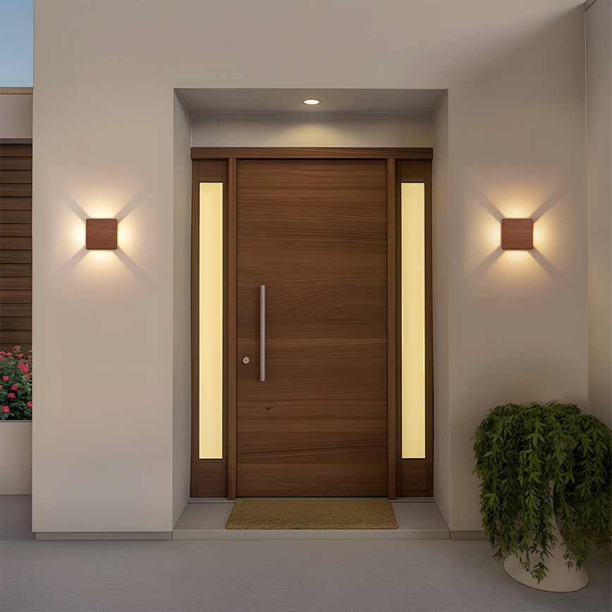 Brilagi - зовнішній настінний світильник LED QUADRAY LED/6W/230V з декором під дерево IP54
