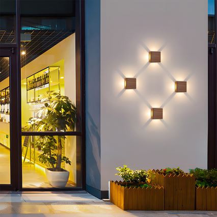 Brilagi - зовнішній настінний світильник LED QUADRAY LED/6W/230V з декором під дерево IP54