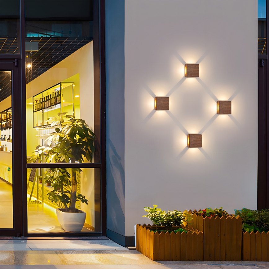 Brilagi - зовнішній настінний світильник LED QUADRAY LED/6W/230V з декором під дерево IP54
