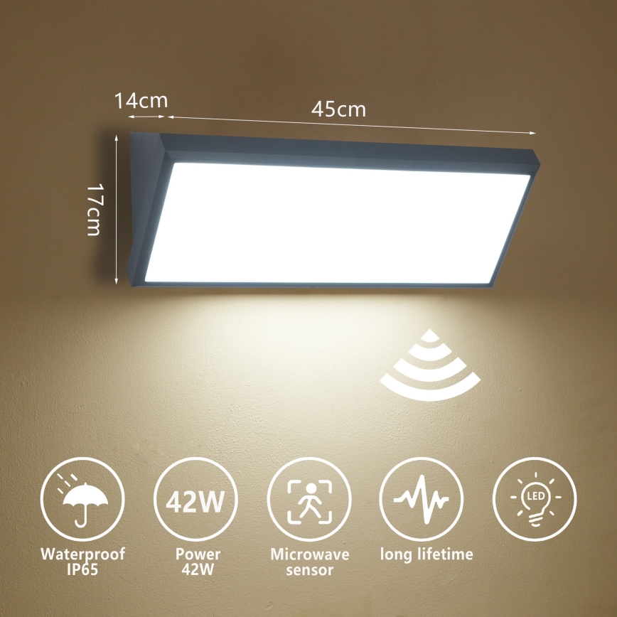Brilagi - LED зовнішній настінний світильник із датчиком TRIANGLE LED/42W/230V антрацит IP65