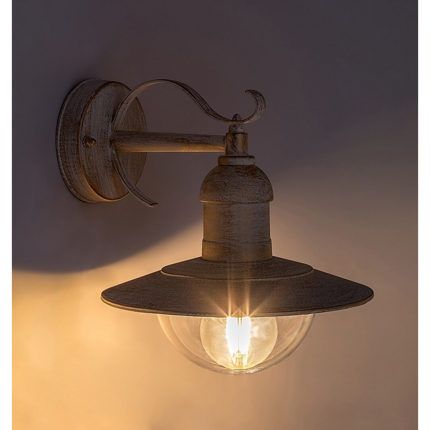 Brilagi - Зовнішній настінний світильник MOLDE 1xE27/60W/230V IP44 білий/патина