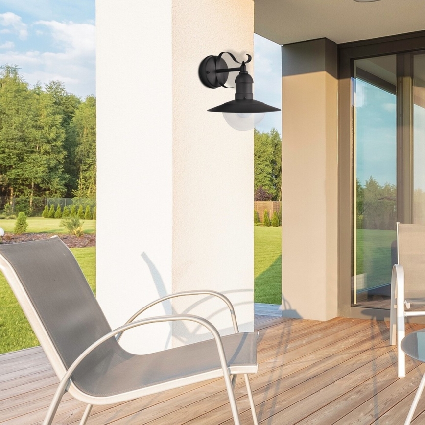 Brilagi - Зовнішній настінний світильник MOLDE 1xE27/60W/230V IP44 чорний
