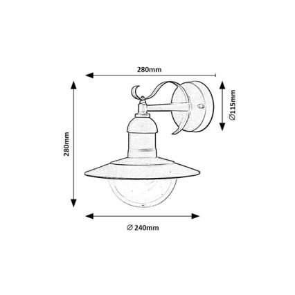 Brilagi - Зовнішній настінний світильник MOLDE 1xE27/60W/230V IP44 чорний