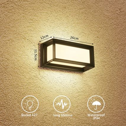 Brilagi - Зовнішній настінний світильник PARKER 1xE27/60W/230V чорний IP44