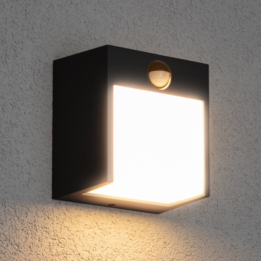 Brilagi - Зовнішній настінний світильник з LED і сенсором TERNI LED/12W/230V чорний IP44