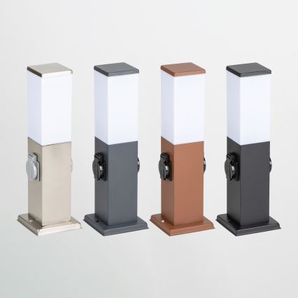 BRILAGI - Вуличний світильник з двома розетками SCHUKO NOVA, 1×E27/15 Вт/230 В, 40 см, IP44, чорний