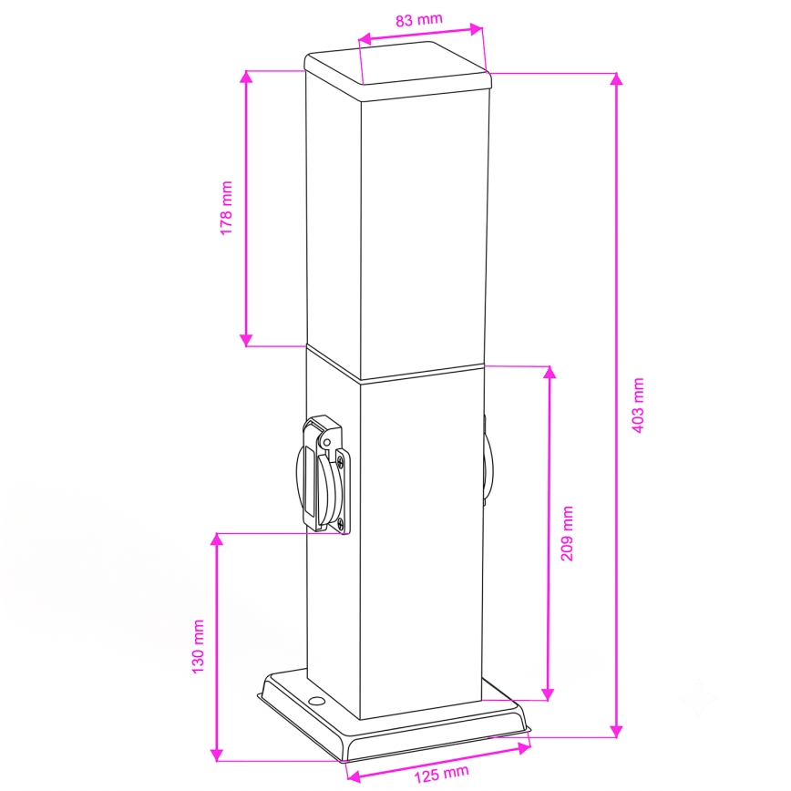 Brilagi - Зовнішній світильник зі 2 розетками SCHUKO NOVA 1xE27/15W/230V 40 cm IP44 антрацит