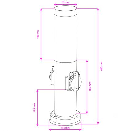 Brilagi - Зовнішній світильник NOVA з 2 розетками SCHUKO, 1xE27/15W/230V, 40 см, IP44, антрацит