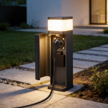 Brilagi - Зовнішній світильник PILLAR зі 2 розетками SCHUKO 1xG9/11W/230V IP44 антрацит