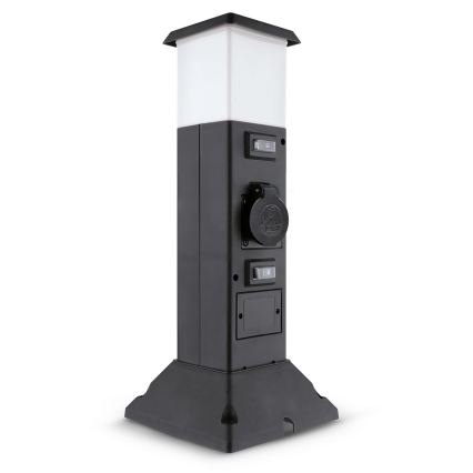 Brilagi - зовнішній світильник з 2 розетками SCHUKO 1xE14/15W/230V IP44 чорний