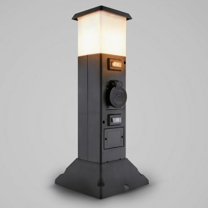 Brilagi - зовнішній світильник з 2 розетками SCHUKO 1xE14/15W/230V IP44 чорний
