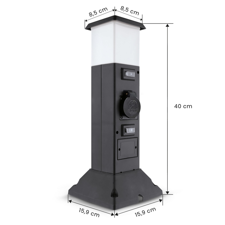 Brilagi - зовнішній світильник з 2 розетками SCHUKO 1xE14/15W/230V IP44 чорний