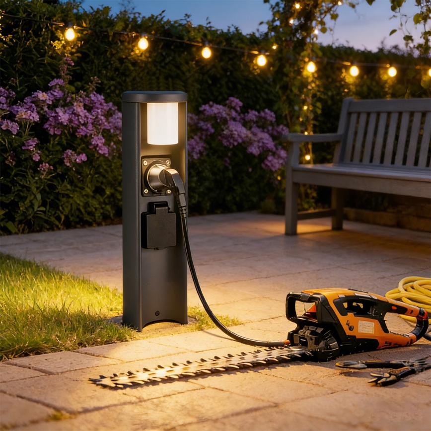 Brilagi - Зовнішній світильник з 2 розетками SCHUKO PILLAR 1xG9/11W/230V IP44 антрацит