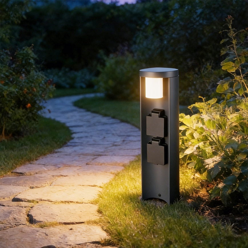 Brilagi - Зовнішній світильник з 2 розетками SCHUKO PILLAR 1xG9/11W/230V IP44 антрацит