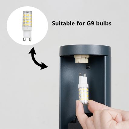 Brilagi - Зовнішній світильник з 2 розетками SCHUKO PILLAR 1xG9/11W/230V IP44 антрацит