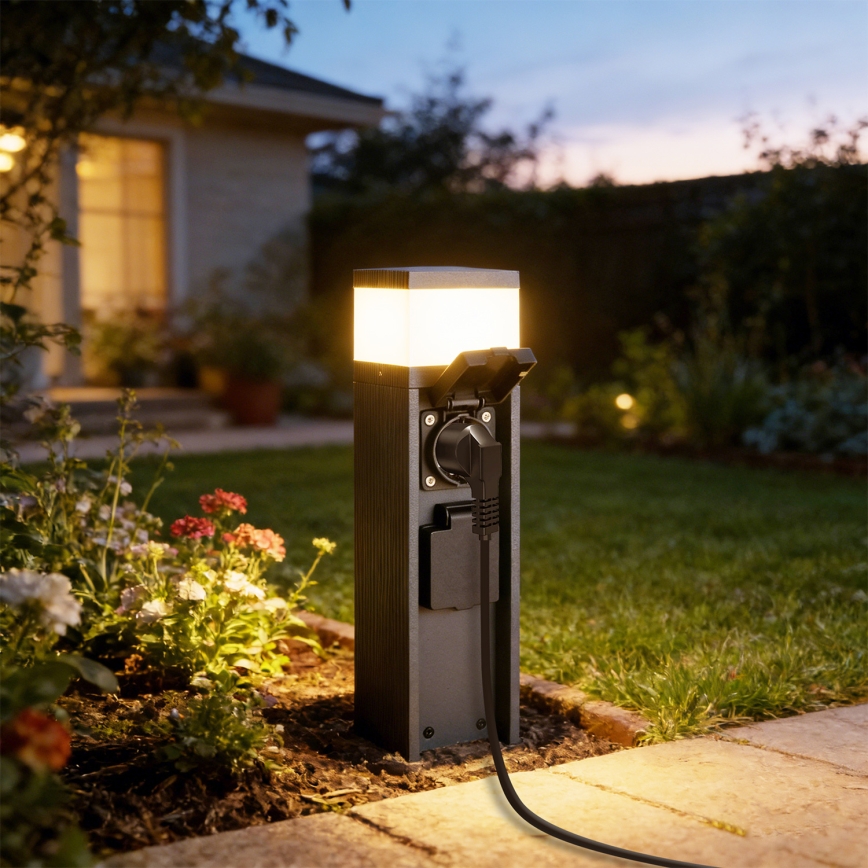 Brilagi -Зовнішній світильник з 2 розетками SCHUKO PILLAR 1xG9/11W/230V IP44 антрацит