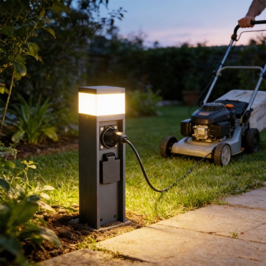 Brilagi -Зовнішній світильник з 2 розетками SCHUKO PILLAR 1xG9/11W/230V IP44 антрацит
