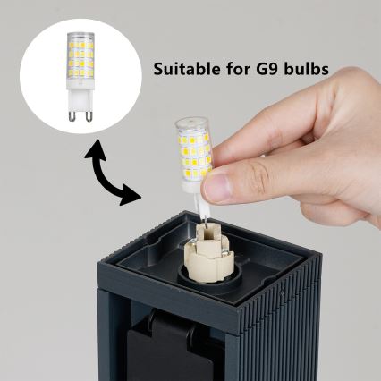 Brilagi -Зовнішній світильник з 2 розетками SCHUKO PILLAR 1xG9/11W/230V IP44 антрацит